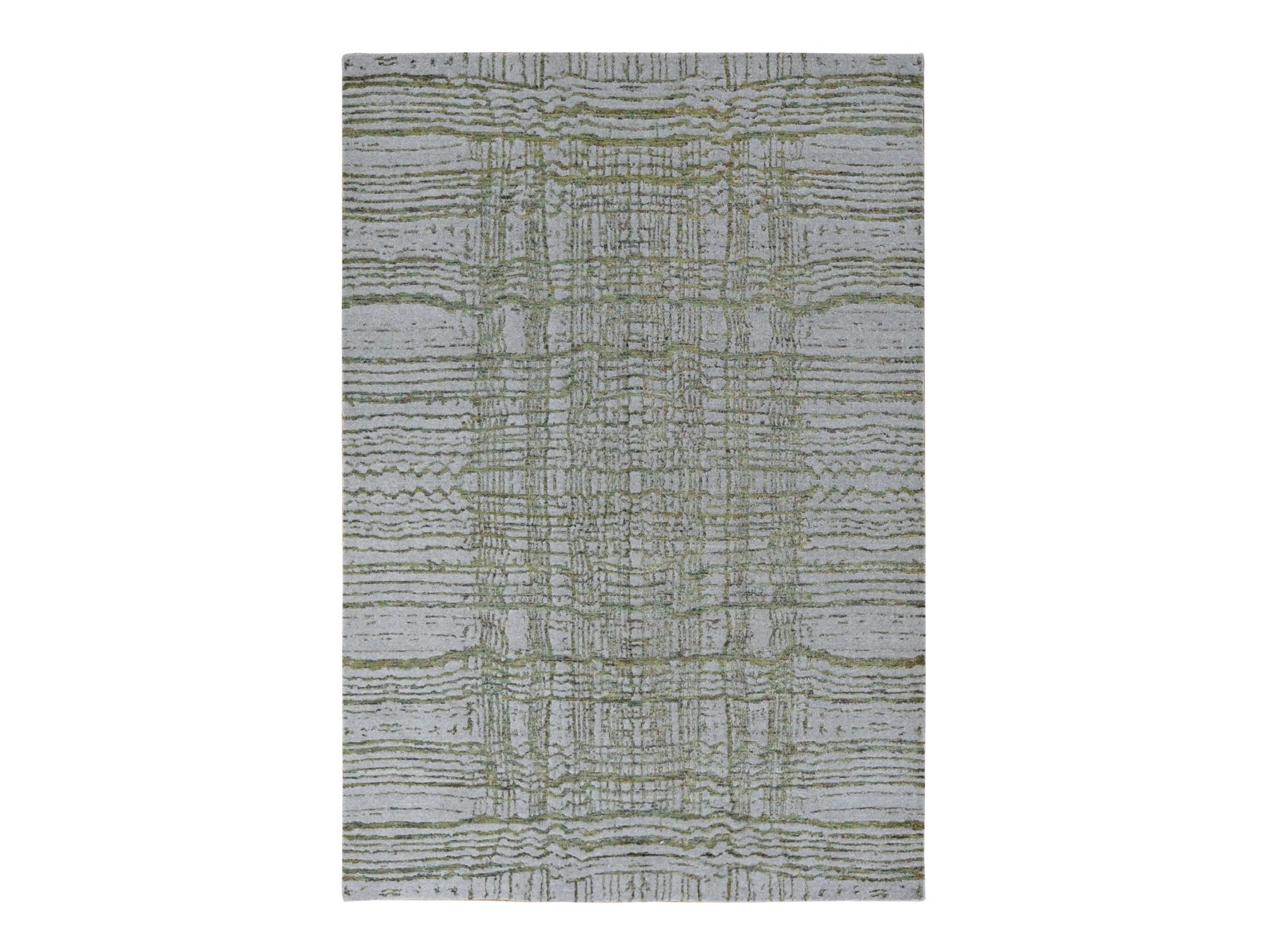 Modern / Contemporary hand-knotted wool/silk rug in Gray, 6' x 8'9" — SKU O080988