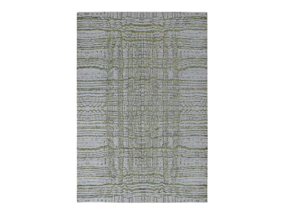 Modern / Contemporary hand-knotted wool/silk rug in Gray, 6' x 8'9" — SKU O080988