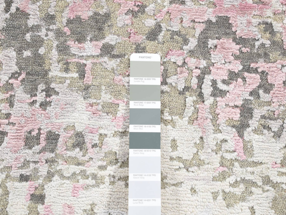 Modern / Contemporary hand-knotted wool/silk rug in Pink, 5'10" x 8'9" — SKU O080989 (view 7)
