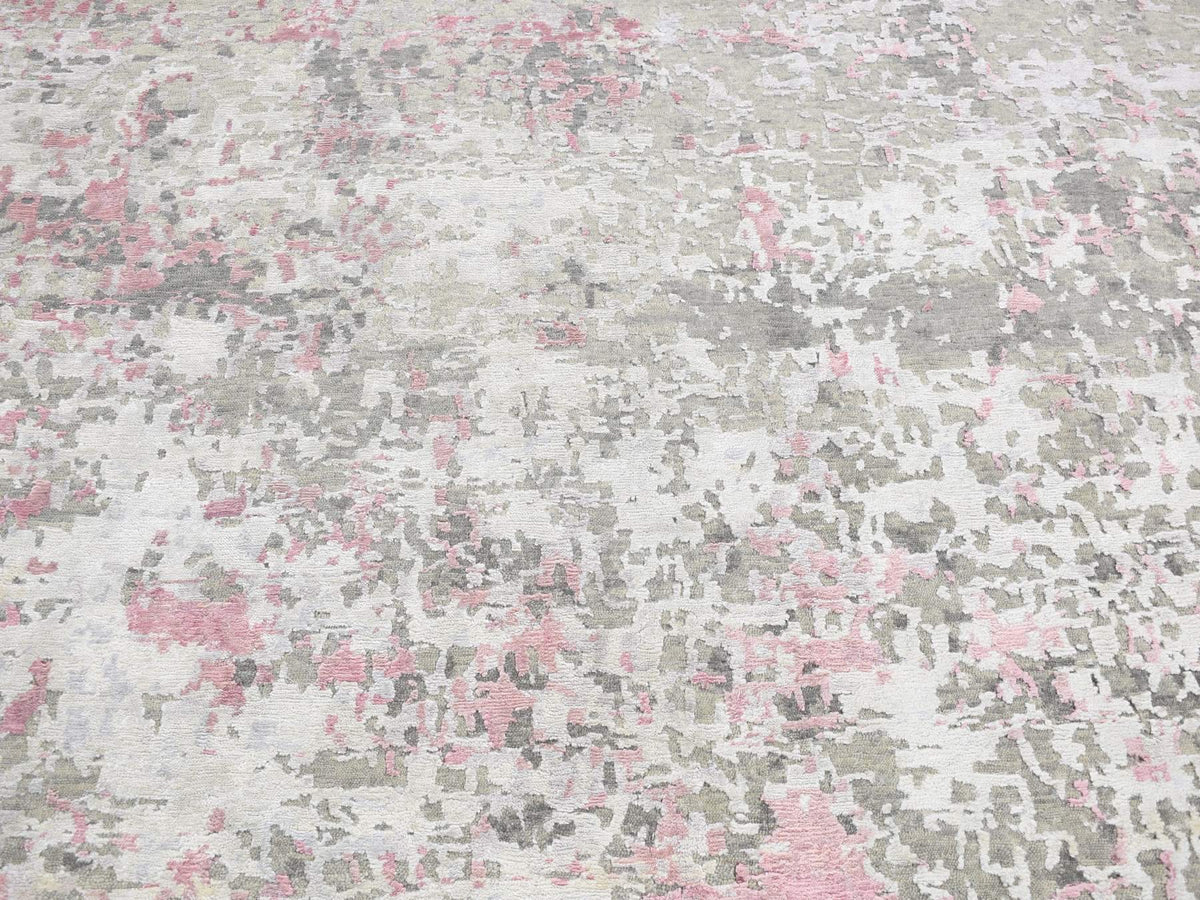 Modern / Contemporary hand-knotted wool/silk rug in Pink, 5'10" x 8'9" — SKU O080989 (view 8)