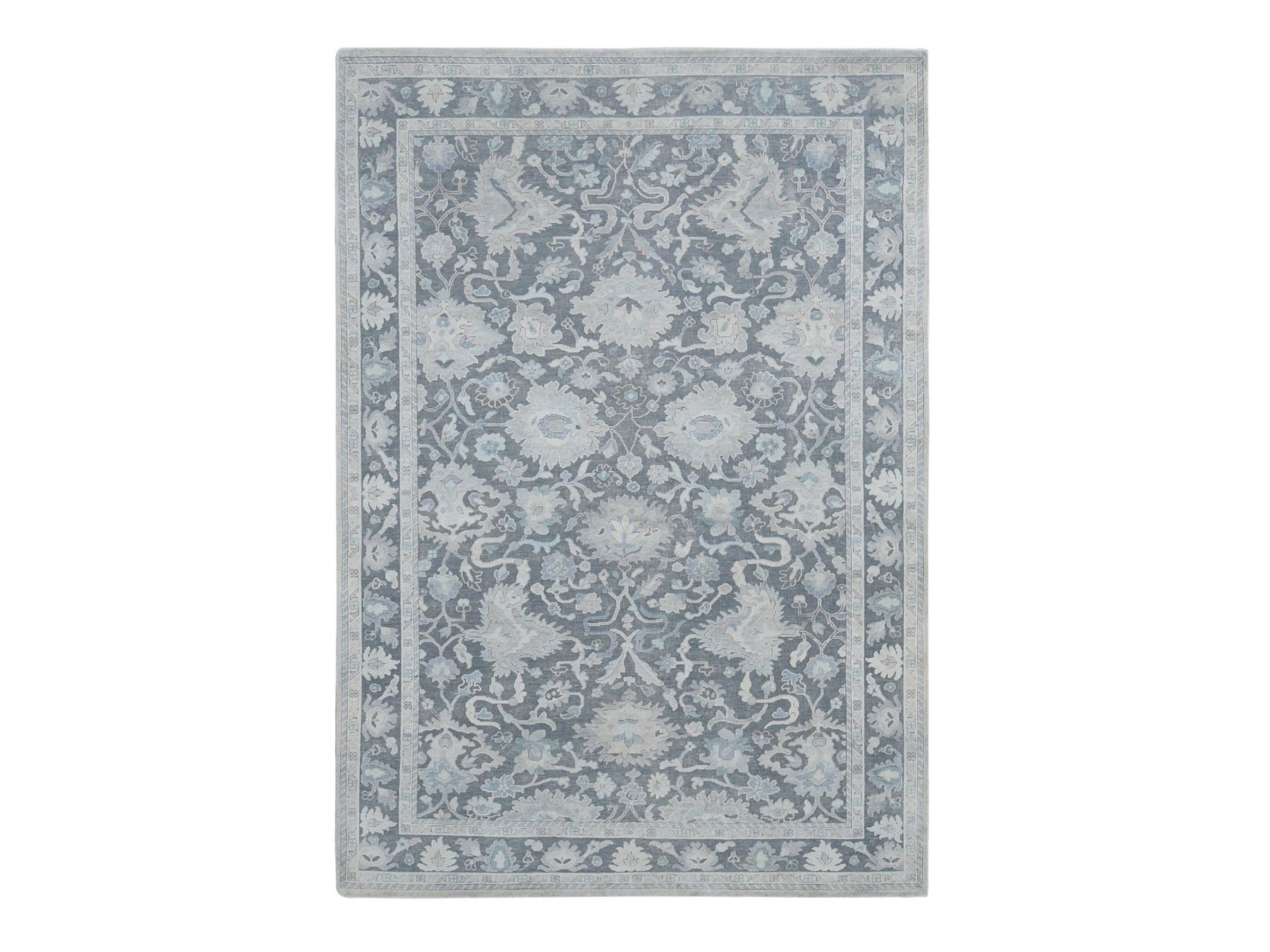 Oushak Oushak hand-knotted wool/silk rug in Gray, 6'1" x 8'9" — SKU O080990