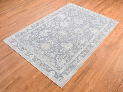 Oushak Oushak hand-knotted wool/silk rug in Gray, 6'1" x 8'9" — SKU O080990 (view 3)