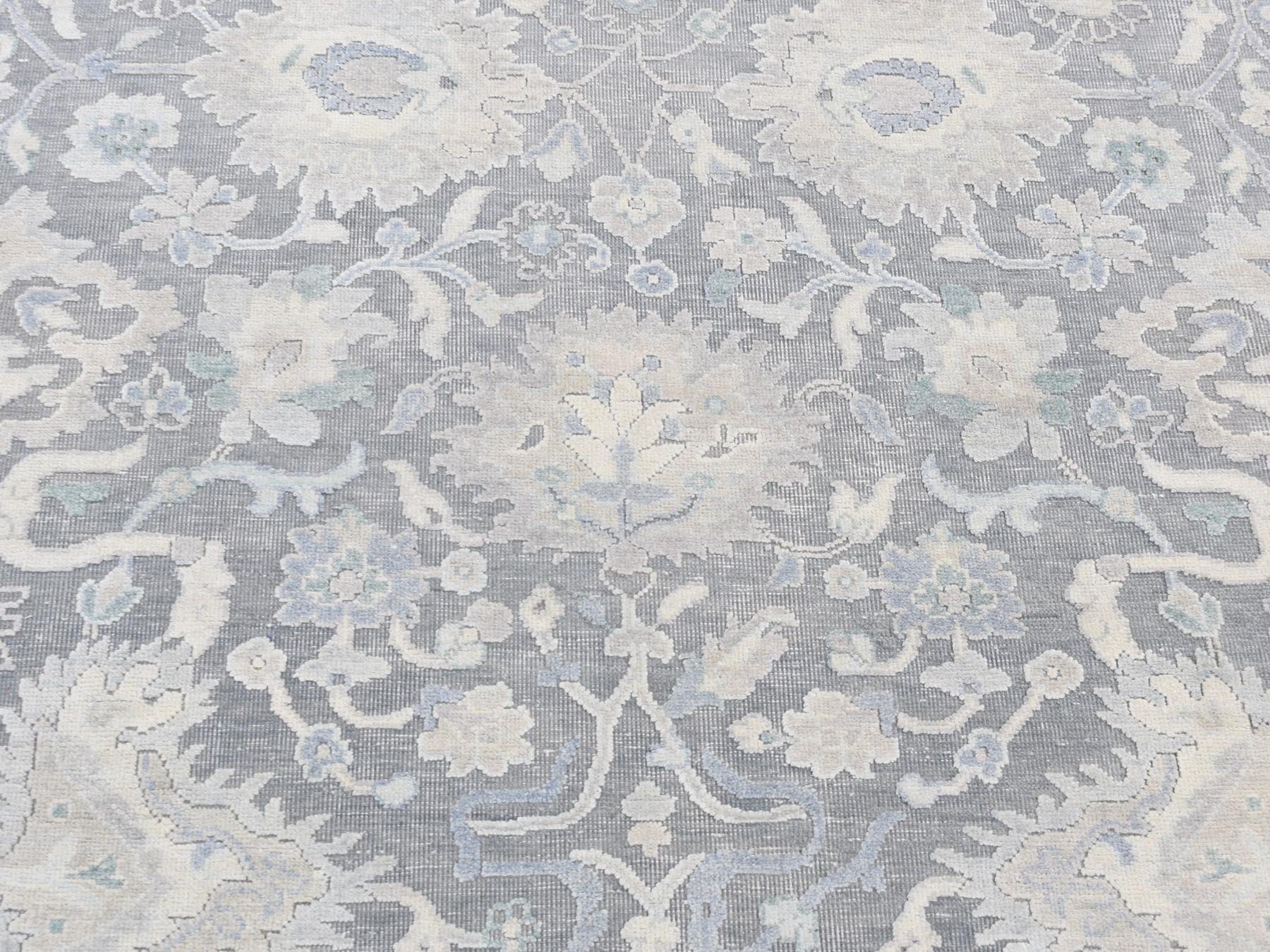 Oushak Oushak hand-knotted wool/silk rug in Gray, 6'1" x 8'9" — SKU O080990 (view 8)