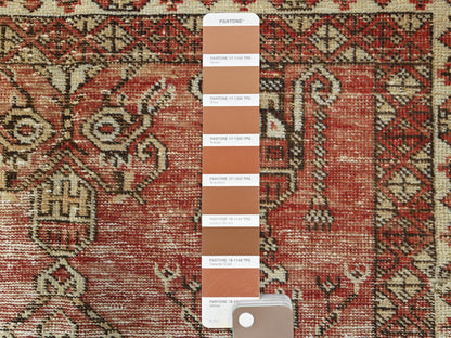 Brown 3'9" x 6'0" Vintage Hand knotted Wool Rug - Sku: O081037