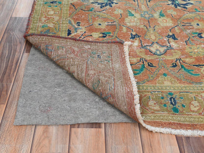Kashan Vintage hand-knotted worn wool runner in Red & Coral Red, 3'5" x 10'5" — SKU O081049 (view 3)