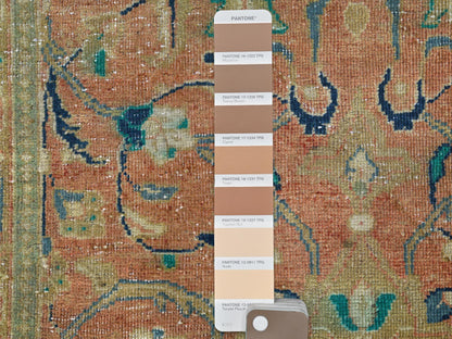Kashan Vintage hand-knotted worn wool runner in Red & Coral Red, 3'5" x 10'5" — SKU O081049 (view 4)