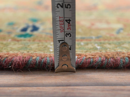 Kashan Vintage hand-knotted worn wool runner in Red & Coral Red, 3'5" x 10'5" — SKU O081049 (view 6)