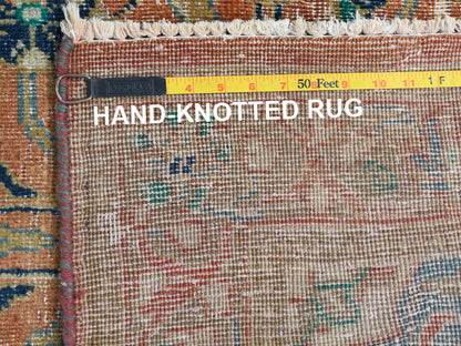 Kashan Vintage hand-knotted worn wool runner in Red & Coral Red, 3'5" x 10'5" — SKU O081049 (view 7)