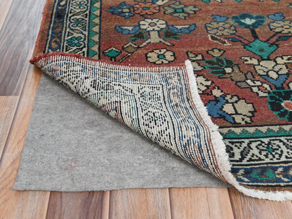 Brown 3'7" x 9'9" Vintage Hand knotted Wool Rug - Sku: O081061