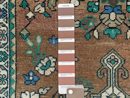 Brown 3'7" x 9'9" Vintage Hand knotted Wool Rug - Sku: O081061