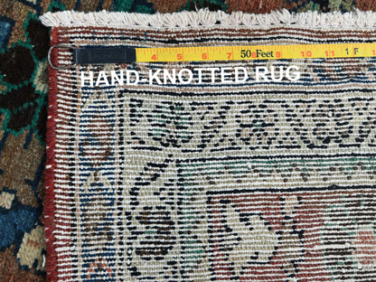 Brown 3'7" x 9'9" Vintage Hand knotted Wool Rug - Sku: O081061