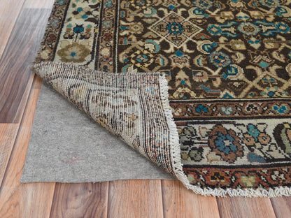 Brown 3'7" x 9'10" Vintage Hand knotted Wool Rug - Sku: O081073