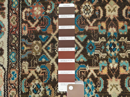 Brown 3'7" x 9'10" Vintage Hand knotted Wool Rug - Sku: O081073