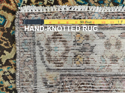 Brown 3'7" x 9'10" Vintage Hand knotted Wool Rug - Sku: O081073