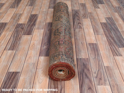 Brown 3'5" x 10'6" Vintage Hand knotted Wool Rug - Sku: O081077