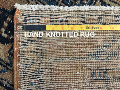 Brown 3'5" x 10'6" Vintage Hand knotted Wool Rug - Sku: O081077
