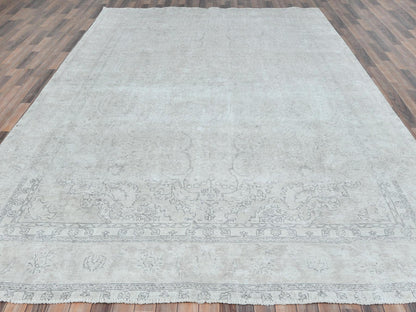 Beige 9'7" x 13'2" Vintage Hand knotted Wool Rug - Sku: O081125