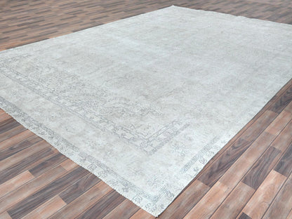 Beige 9'7" x 13'2" Vintage Hand knotted Wool Rug - Sku: O081125