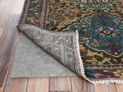 Brown 3'6" x 9'7" Vintage Hand knotted Wool Rug - Sku: O081142