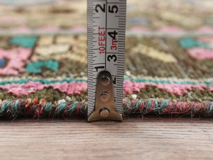 Brown 3'6" x 9'7" Vintage Hand knotted Wool Rug - Sku: O081142