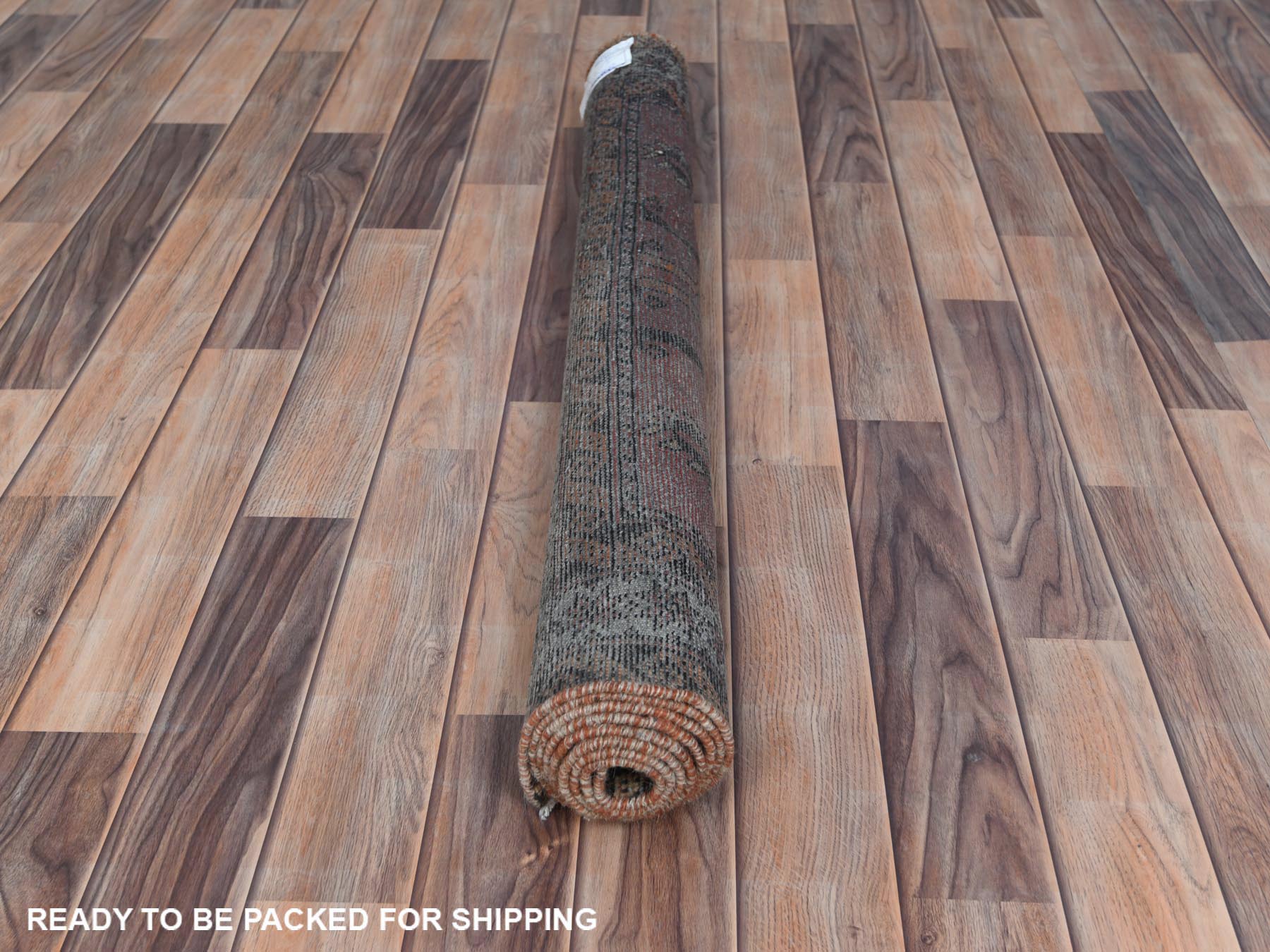 Baluch Vintage hand-knotted worn wool rug in Red & Ivory, 3'7" x 6'6" — SKU O081155 (view 5)