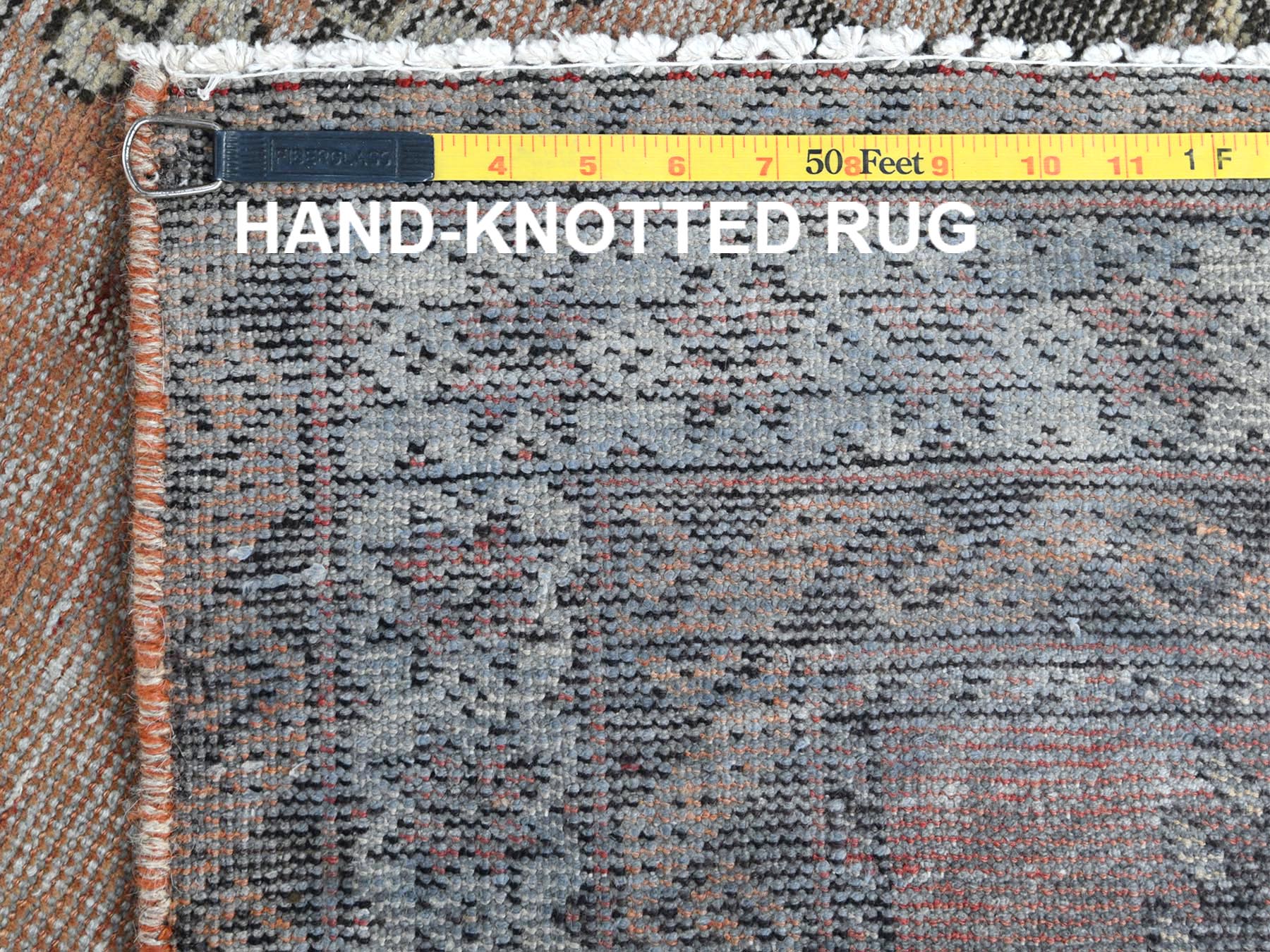 Baluch Vintage hand-knotted worn wool rug in Red & Ivory, 3'7" x 6'6" — SKU O081155 (view 7)