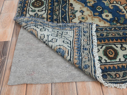 Vintage hand-knotted worn wool rug in Orange & Ivory, 8' x 11'1" — SKU O081168 (view 4)
