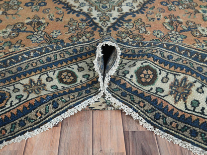 Vintage hand-knotted worn wool rug in Orange & Ivory, 8' x 11'1" — SKU O081168 (view 5)
