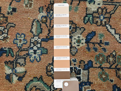 Vintage hand-knotted worn wool rug in Orange & Ivory, 8' x 11'1" — SKU O081168 (view 7)