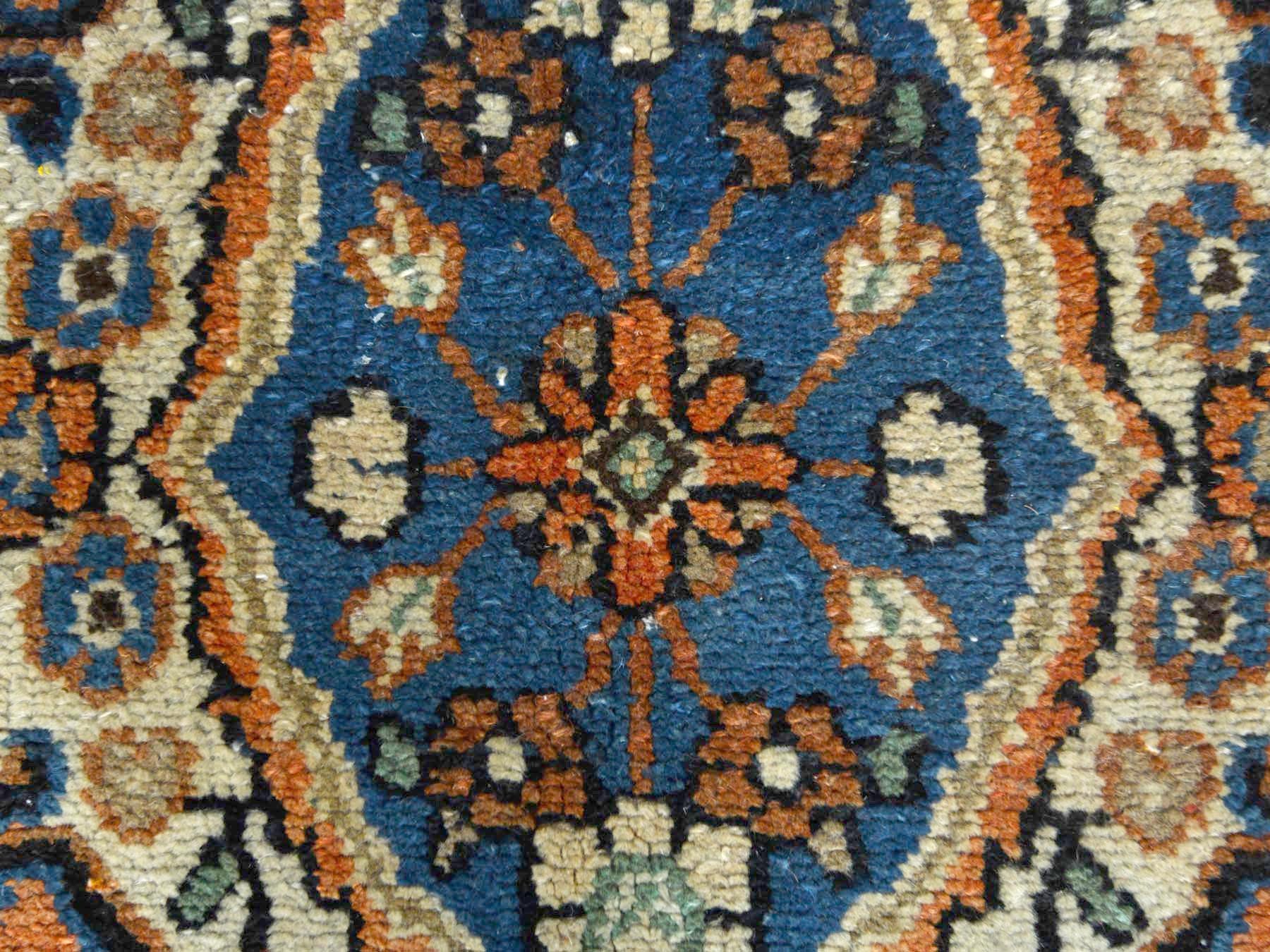 Vintage hand-knotted worn wool rug in Orange & Black, 7'4" x 10' — SKU O081169 (view 9)