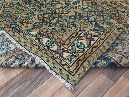 Yellow 6'3" x 9'7" Vintage Hand knotted Wool Rug - Sku: O081175
