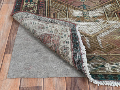 Serab Vintage hand-knotted worn wool runner in Red & Ivory, 3'1" x 10'1" — SKU O081186 (view 3)
