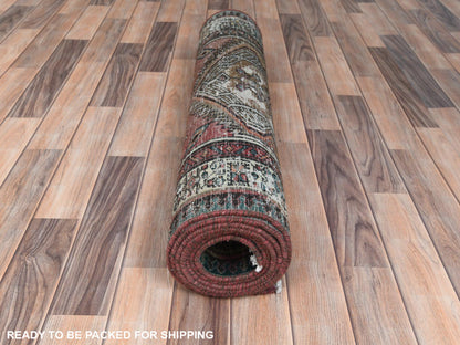 Serab Vintage hand-knotted worn wool runner in Red & Ivory, 3'1" x 10'1" — SKU O081186 (view 5)