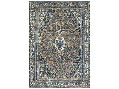 Brown 6'6" x 9'6" Vintage Hand knotted Wool Rug - Sku: O081194
