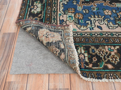 Vintage hand-knotted worn wool rug in Orange & Black, 6'6" x 9'10" — SKU O081199 (view 5)