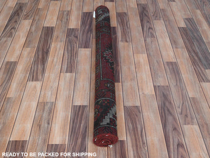 Red 3'9" x 6'4" Vintage Hand knotted Wool Rug - Sku: O081210