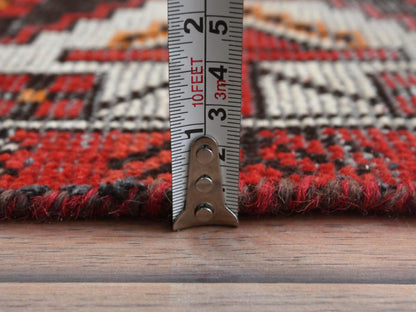 Red 3'9" x 6'4" Vintage Hand knotted Wool Rug - Sku: O081210