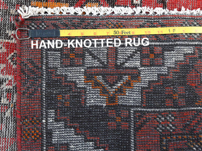 Red 3'9" x 6'4" Vintage Hand knotted Wool Rug - Sku: O081210