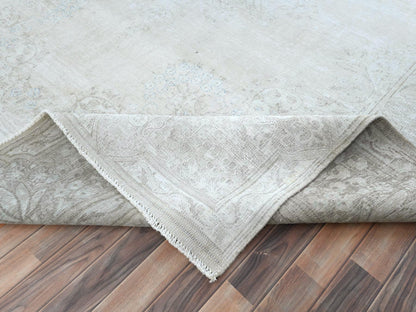 Kerman Vintage hand-knotted worn wool rug in Ivory & Beige, 9'7" x 12'6" — SKU O081247 (view 6)