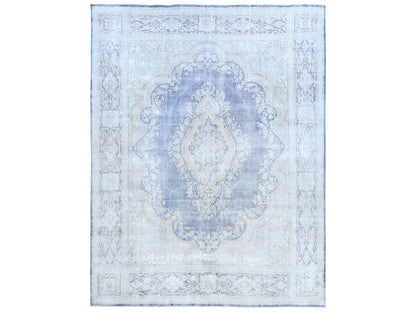 Blue 10'0" x 13'0" Vintage Hand knotted Wool Rug - Sku: O081253