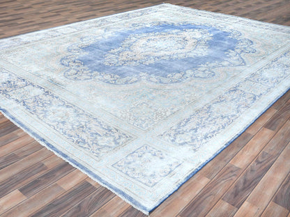 Blue 10'0" x 13'0" Vintage Hand knotted Wool Rug - Sku: O081253