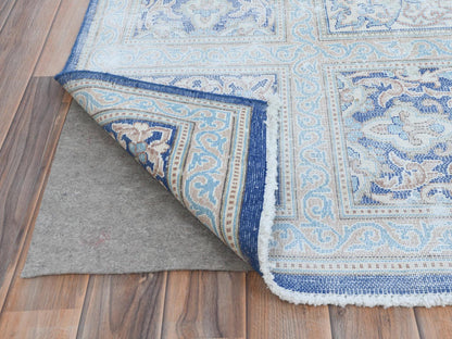 Blue 10'0" x 13'0" Vintage Hand knotted Wool Rug - Sku: O081253