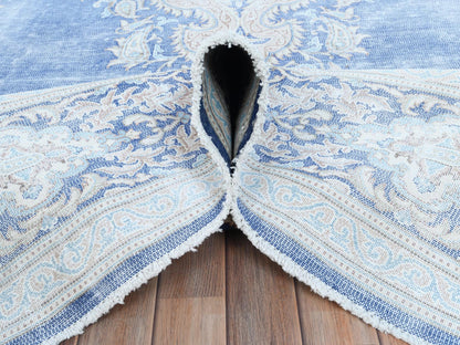 Blue 10'0" x 13'0" Vintage Hand knotted Wool Rug - Sku: O081253