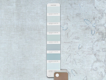 Kerman Vintage hand-knotted worn wool rug in Ivory & Faded Blue, 9' x 12' — SKU O081254 (view 7)