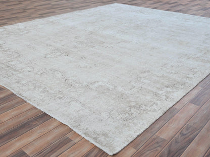 Kerman Vintage hand-knotted worn wool rug in Ivory, 9'8" x 12'5" — SKU O081261 (view 3)