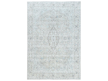 Beige 7'6" x 10'10" Vintage Hand knotted Wool Rug - Sku: O081267