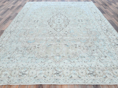 Beige 7'6" x 10'10" Vintage Hand knotted Wool Rug - Sku: O081267