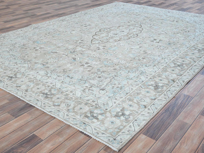 Beige 7'6" x 10'10" Vintage Hand knotted Wool Rug - Sku: O081267
