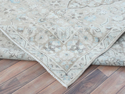 Beige 7'6" x 10'10" Vintage Hand knotted Wool Rug - Sku: O081267