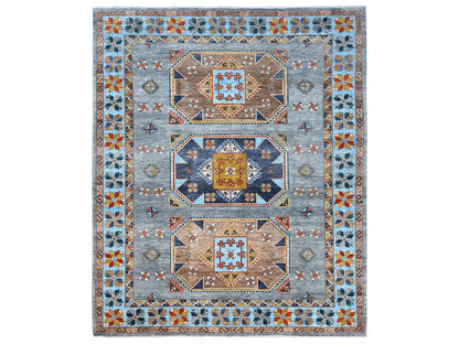 Grey 9'0" x 11'9" Tribal & Geometric Hand knotted Wool Rug - Sku: O081273